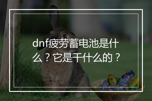 dnf疲劳蓄电池是什么？它是干什么的？