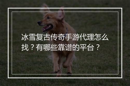 冰雪复古传奇手游代理怎么找？有哪些靠谱的平台？