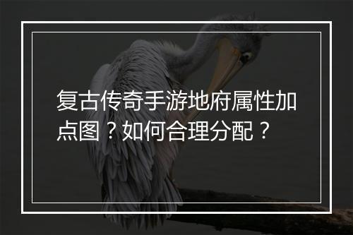 复古传奇手游地府属性加点图？如何合理分配？