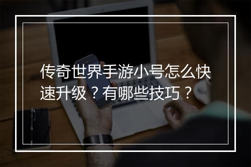传奇世界手游小号怎么快速升级？有哪些技巧？