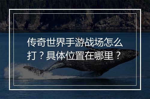传奇世界手游战场怎么打？具体位置在哪里？