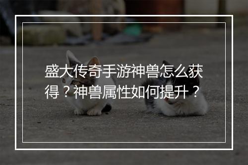 盛大传奇手游神兽怎么获得？神兽属性如何提升？
