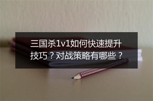 三国杀1v1如何快速提升技巧？对战策略有哪些？