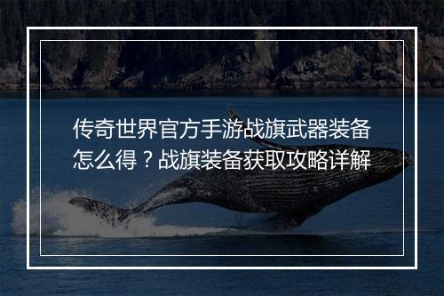 传奇世界官方手游战旗武器装备怎么得？战旗装备获取攻略详解