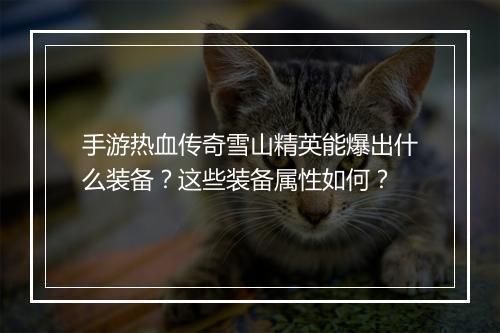 手游热血传奇雪山精英能爆出什么装备？这些装备属性如何？