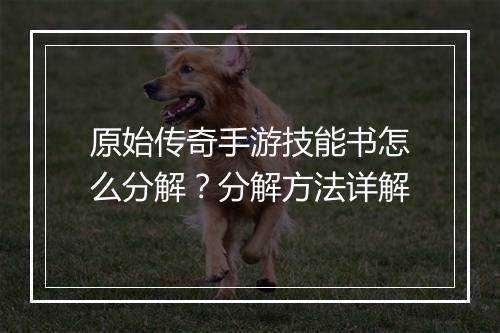 原始传奇手游技能书怎么分解？分解方法详解