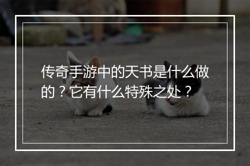 传奇手游中的天书是什么做的？它有什么特殊之处？