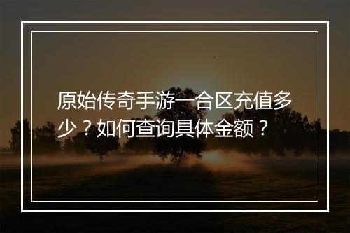 原始传奇手游一合区充值多少？如何查询具体金额？