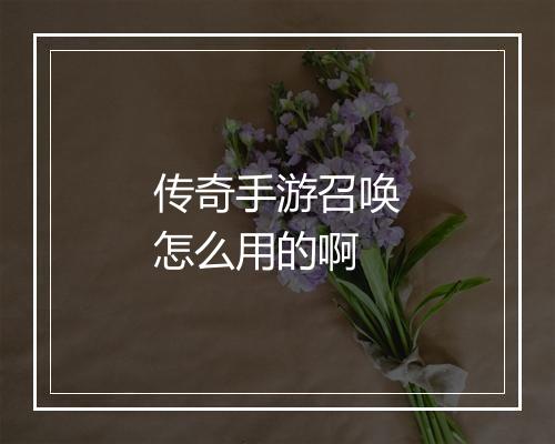 传奇手游召唤怎么用的啊