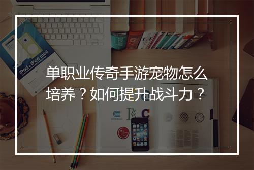 单职业传奇手游宠物怎么培养？如何提升战斗力？