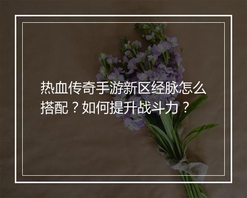 热血传奇手游新区经脉怎么搭配？如何提升战斗力？