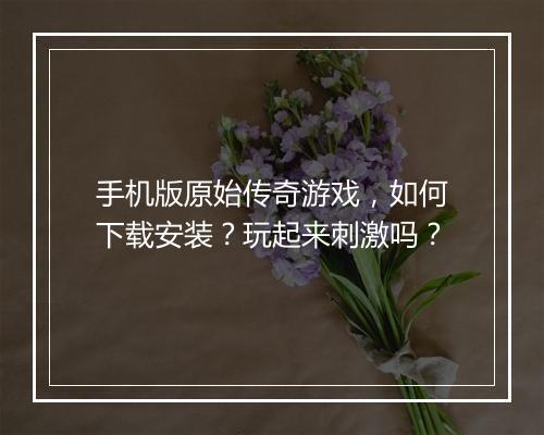 手机版原始传奇游戏，如何下载安装？玩起来刺激吗？