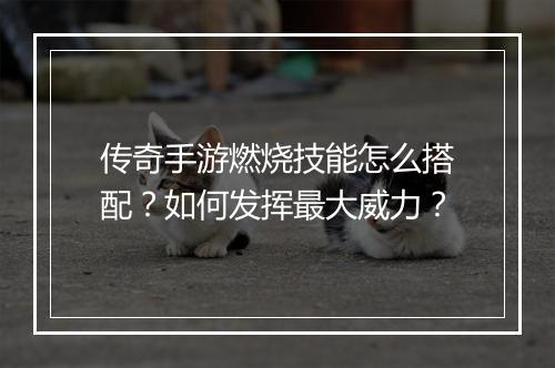 传奇手游燃烧技能怎么搭配？如何发挥最大威力？