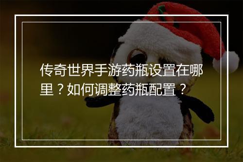 传奇世界手游药瓶设置在哪里？如何调整药瓶配置？