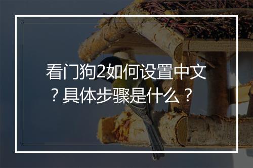 看门狗2如何设置中文？具体步骤是什么？