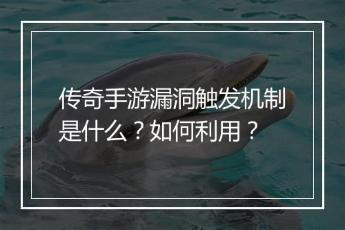 传奇手游漏洞触发机制是什么？如何利用？