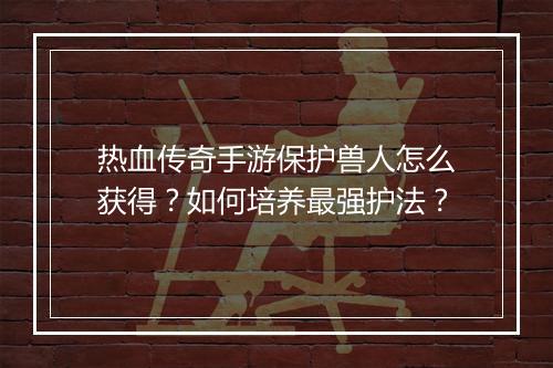 热血传奇手游保护兽人怎么获得？如何培养最强护法？