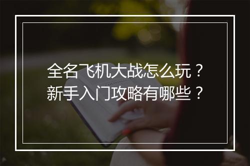 全名飞机大战怎么玩？新手入门攻略有哪些？