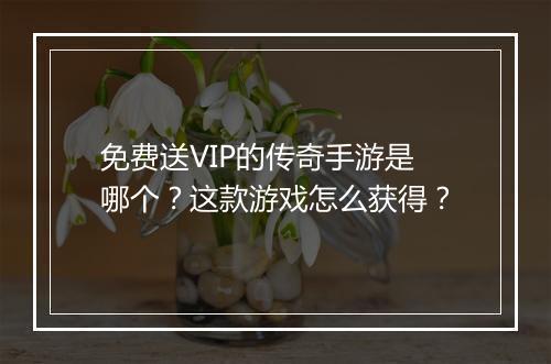 免费送VIP的传奇手游是哪个？这款游戏怎么获得？