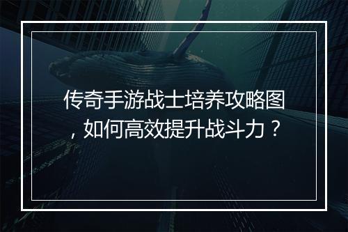 传奇手游战士培养攻略图，如何高效提升战斗力？