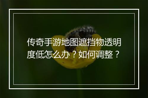 传奇手游地图遮挡物透明度低怎么办？如何调整？