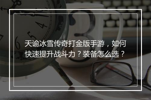 天谕冰雪传奇打金版手游，如何快速提升战斗力？装备怎么选？