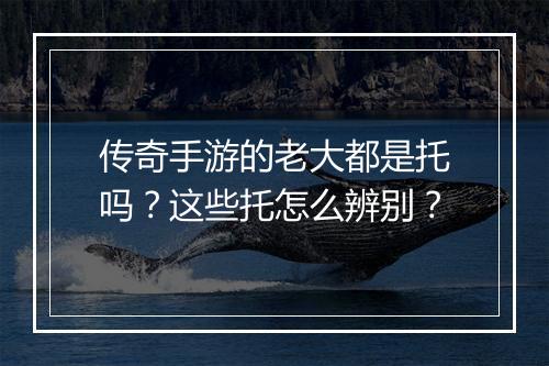 传奇手游的老大都是托吗？这些托怎么辨别？