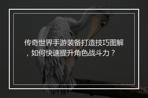 传奇世界手游装备打造技巧图解，如何快速提升角色战斗力？
