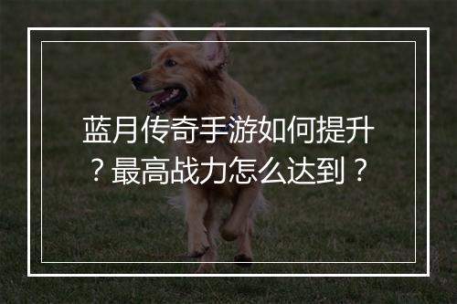 蓝月传奇手游如何提升？最高战力怎么达到？