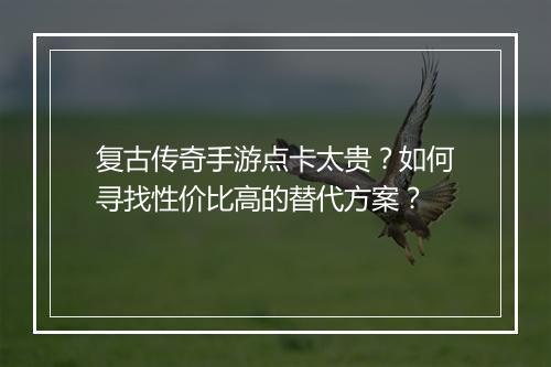 复古传奇手游点卡太贵？如何寻找性价比高的替代方案？