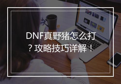 DNF真野猪怎么打？攻略技巧详解！