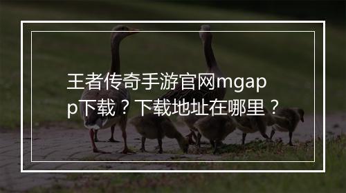 王者传奇手游官网mgapp下载？下载地址在哪里？