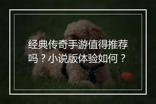 经典传奇手游值得推荐吗？小说版体验如何？