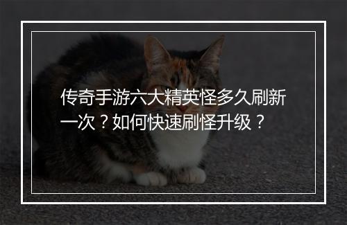 传奇手游六大精英怪多久刷新一次？如何快速刷怪升级？