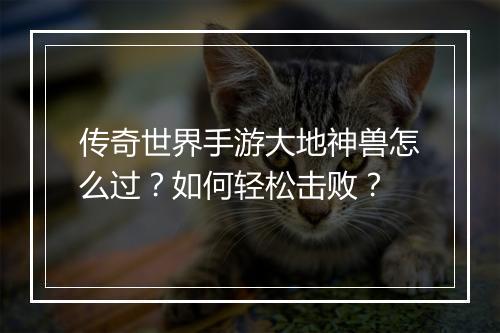 传奇世界手游大地神兽怎么过？如何轻松击败？
