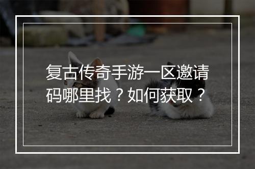 复古传奇手游一区邀请码哪里找？如何获取？