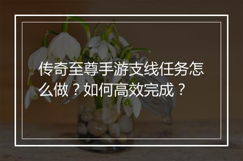 传奇至尊手游支线任务怎么做？如何高效完成？