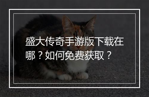 盛大传奇手游版下载在哪？如何免费获取？
