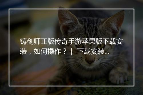 铸剑师正版传奇手游苹果版下载安装，如何操作？｜ 下载安装步骤详解