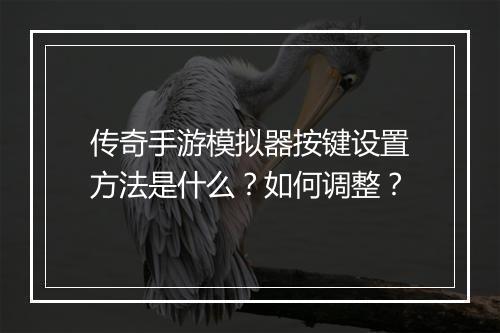 传奇手游模拟器按键设置方法是什么？如何调整？