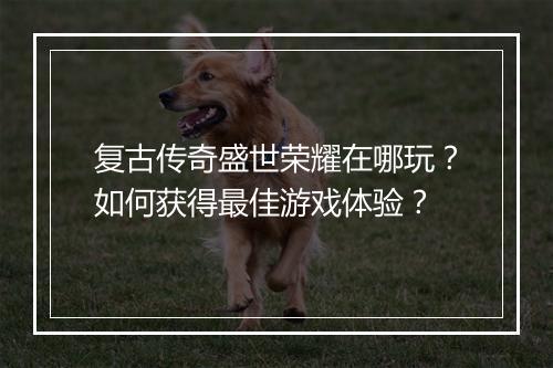 复古传奇盛世荣耀在哪玩？如何获得最佳游戏体验？