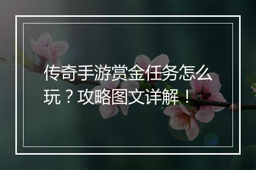 传奇手游赏金任务怎么玩？攻略图文详解！