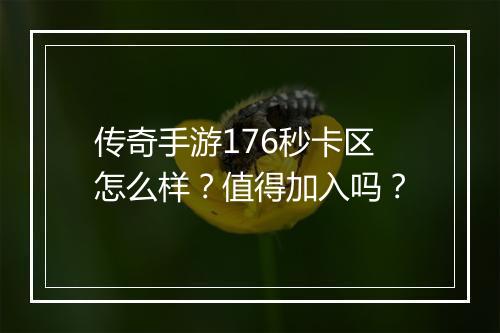 传奇手游176秒卡区怎么样？值得加入吗？