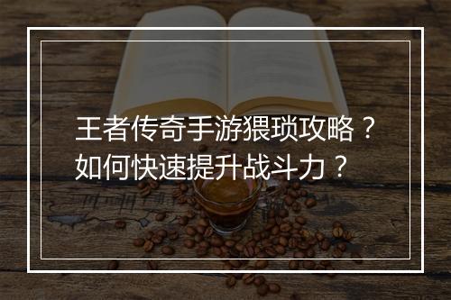 王者传奇手游猥琐攻略？如何快速提升战斗力？