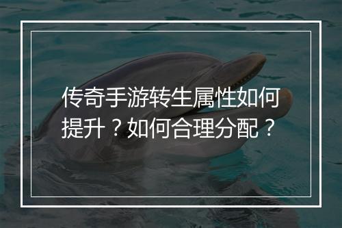 传奇手游转生属性如何提升？如何合理分配？