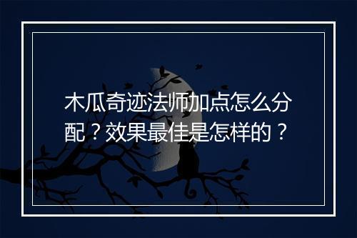 木瓜奇迹法师加点怎么分配？效果最佳是怎样的？
