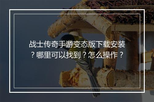战士传奇手游变态版下载安装？哪里可以找到？怎么操作？