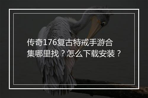 传奇176复古特戒手游合集哪里找？怎么下载安装？