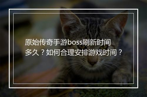 原始传奇手游boss刷新时间多久？如何合理安排游戏时间？