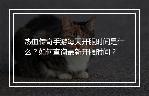热血传奇手游每天开服时间是什么？如何查询最新开服时间？